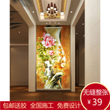 玄关牡丹花瓶背景墙壁纸 现代中式客厅无缝大型壁画墙纸