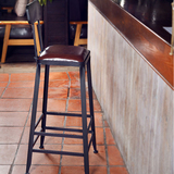 星巴克吧台椅高脚铁艺实木靠背椅复古金属凳子高椅子酒吧前台吧凳
