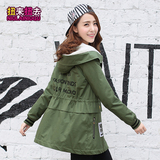 少女冬装外套2015韩版连帽学院风加厚棉衣中长款中学生风衣外套女