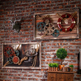 JJ_美式复古立体铁艺齿轮墙面壁挂装饰酒吧咖啡厅创意木板画软装