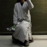 禅茶。原创文艺复古中式女装秋冬宽松棉衣 禅意汉服改良亚麻棉袍