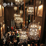 loft复古水晶鸟笼吊灯中式茶楼餐厅吊灯创意美式楼梯服装店吊灯具