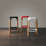 促销创意宜家小户型高档设计师北欧时尚简约实木高脚前台椅吧台椅