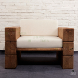 古朴年代设计师创意家具美式乡村单个沙发实木欧式沙发老榆木定制