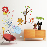 墙贴客厅幼儿园教室布置贴画儿童房宝宝卧室卡通装饰贴纸动物聚会