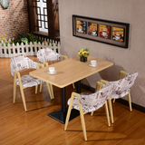 西餐厅桌椅 咖啡厅卡座桌椅组合 复古美式铁艺椅子奶茶甜品店桌椅