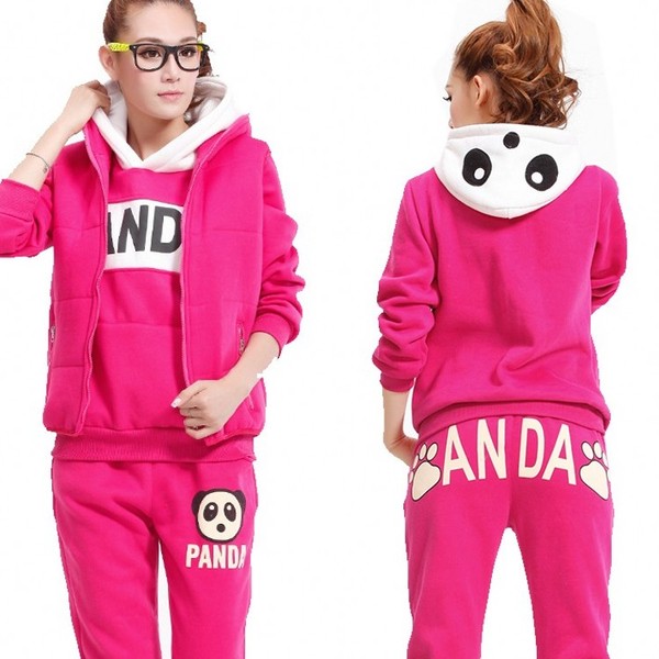 2014秋冬新款女装初中学生休闲套装运动服韩版加厚加绒卫衣三件套