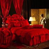 结婚用床上用品大红色四件套  婚房被套床罩式新房喜庆婚庆4件套