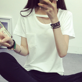 韩国夏天纯白色T恤女短袖学生纯色打底衫宽松大码夏季半袖女装潮