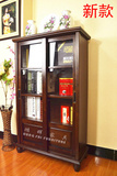 特价美式实木书柜推拉门玻璃储物柜书橱单个现代欧式组装置物柜