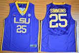 NCAA球衣 LSU 25# Ben Simmons jersey blue yellow white sttich
