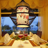 东南亚竹编吊灯中式创意客厅餐厅灯饰简约现代书房卧室羊皮纸吊灯