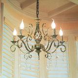 欧式水晶吊灯客厅灯现代简约餐厅卧室蜡烛水晶灯创意青古铜铁艺灯