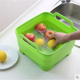 英式厨房洗菜篮果蔬清洗框 创意加厚塑料移动水槽收纳清洗沥水篮