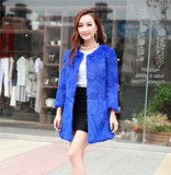 2015冬新款韩版女兔毛皮草外套中长款修身显瘦加肥加大码特大码