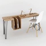 美式乡村实木铁艺复古写字台书桌办公桌现代简约铁艺电脑桌创意桌