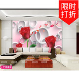 电视背景墙纸3D立体浪漫红玫瑰客厅墙画现代简约卧室无缝壁画包邮