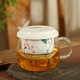 泡茶杯景德镇陶瓷带盖玻璃过滤青花瓷手绘茶具普洱红茶铁观音耐热
