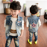 2015秋季新款童装男童牛仔马甲韩版中小儿童百搭牛仔马甲外套上衣