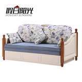 地中海实木沙发床小户型多功能床美式乡村田园折叠床两用推拉床