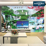 中式山水自然风景壁纸 3D立体客厅电视背景墙纸 卧室沙发大型壁画