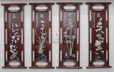 四条屏梅兰竹菊玉雕画 立体浮雕画 客厅背景墙实木装饰画挂屏工艺