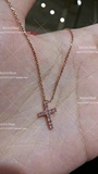 Cartier/卡地亚女士18K玫瑰金彩金粉红蓝宝石十字架项链 B7223700