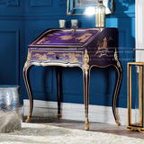 [W]法式新古典进口白榉木家具新中式手绘雕花紫色卧室梳妆台
