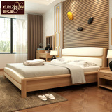 韵之馨北欧实木床1.8双人床现代简约家具1.5白橡木真皮全实木婚床