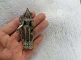 绿度母藏佛尼泊尔迷你版白铜小佛像摆件手把件古玩铜像供奉