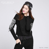 AA POP BEATS 女春装新款欧美衣袖刺绣羽毛翅膀休闲卫衣 670050
