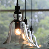 美式乡村loft餐厅客厅卧室咖啡厅创意水晶风铃玻璃艺术喇叭吊灯