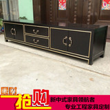 新中式电视柜 黑色开放漆描金 古典实木电视柜新款现货 厂家批发