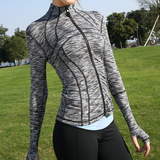 秋冬女运动长袖修身立领夹克衫拉链速干卫衣健身外套跑步上衣