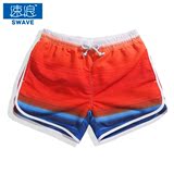 夏季女士韩版速干沙滩裤 休闲撞色系带运动显瘦跑步游泳温泉短裤
