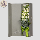 杭州鲜花同城速递白玫瑰精致花盒送女友爱人亲人闺蜜花店