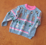女童毛衣套头圣诞新年纯棉针织衫外贸原单宝宝童装秋冬长袖0-5岁