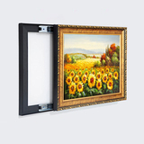 电表箱推拉装饰画配电箱遮挡画导轨道现代有框壁画仿油画向日葵