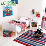 豆米宝贝儿童家具单人床护栏床婴儿矮床白色简约现代140长90宽