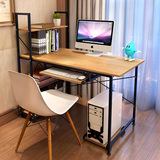 简约电脑桌一体机台式桌家用简约现代书柜简易办公桌书桌书架组合