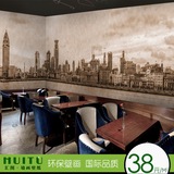 复古怀旧上海建筑墙纸咖啡馆西餐厅包厢沙发卧室壁纸个性定制墙画