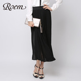 ROEM韩国罗燕春季新品黑色百褶半身长裙RCWH66305S专柜正品