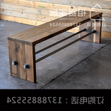 组合长条办公桌条形凳实木美式工业风大餐桌椅大型会议桌饭店桌椅