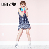 UGIZ【高俊熙同款】新品女夏气质宽松系带连衣裙UBOZ822A专柜正品