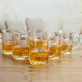 普瑞凯特创意玻璃啤酒杯带把 家用啤酒杯套装 啤酒酒杯2只装6只装