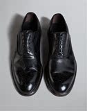 DG杜嘉班纳正品代购2016新款男鞋金典黑色皮革孔状系带休闲皮鞋