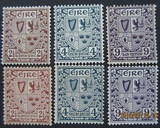 爱尔兰邮票1922-1940年盾徽6全 轻贴 目录价67.25美元