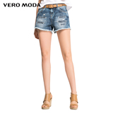 Vero Moda2016新品磨破补丁低腰短款直筒牛仔裤|316343007