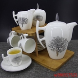 欧式简约下午茶壶茶杯咖啡杯具整套陶瓷花茶壶家用花茶具套装