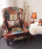 老虎椅 个性拼布艺单人沙发 高背椅美式欧式新古典休闲椅新品包邮